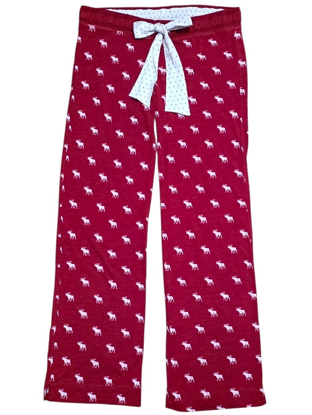 Abercrombie vintage moose pattern red pajama pants with decoration tie